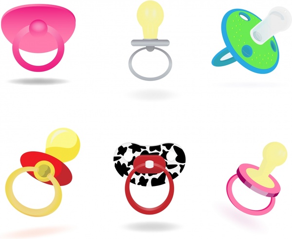 pacifier icons colored 3d design