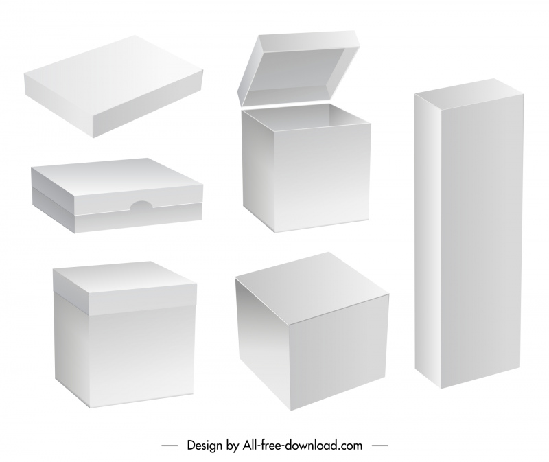 packaging box icons modern 3d sketch