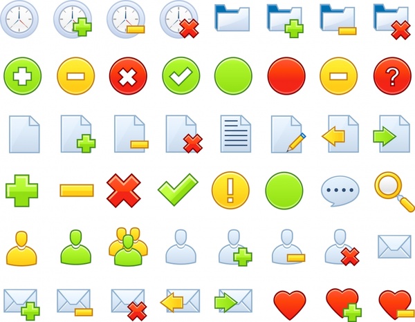 user interface icons collection simple colorful flat shapes