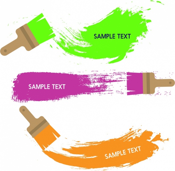 paint brush icons colorful grungy style
