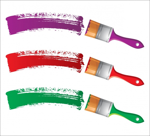 Download Paint brush icons modern colored motion design Free vector ...