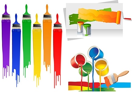 painting work design elements colorful tools decoration