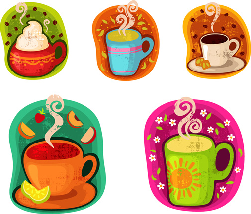 painted coffee pattern vector 