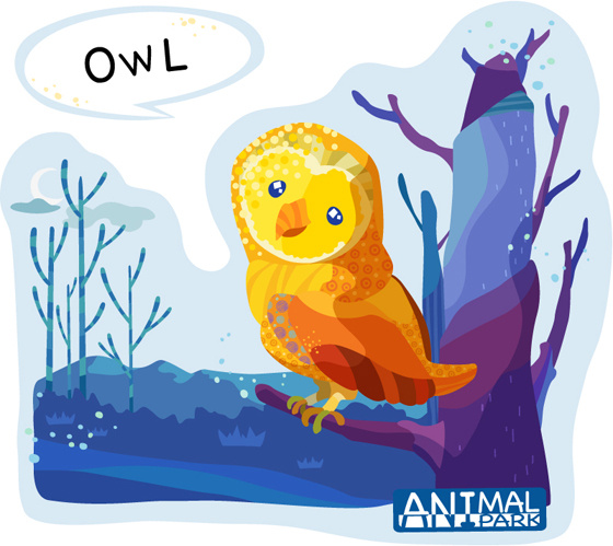painted owl cartoon vector art