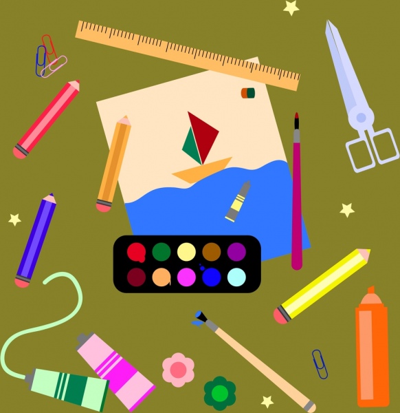 painting work tools icons collection