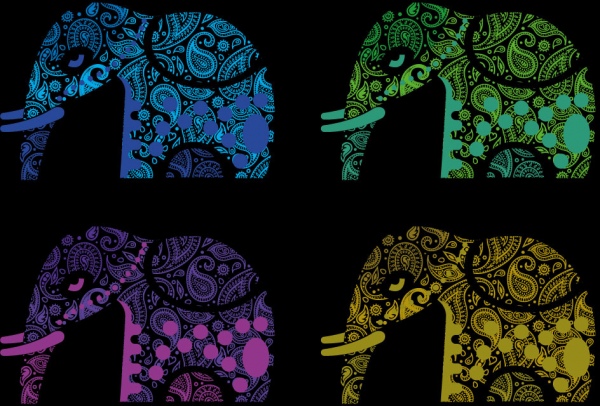 paisley pattern abstract indian elephant vector