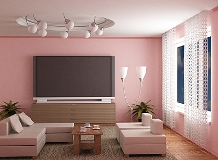 pale pink stylish living room picture