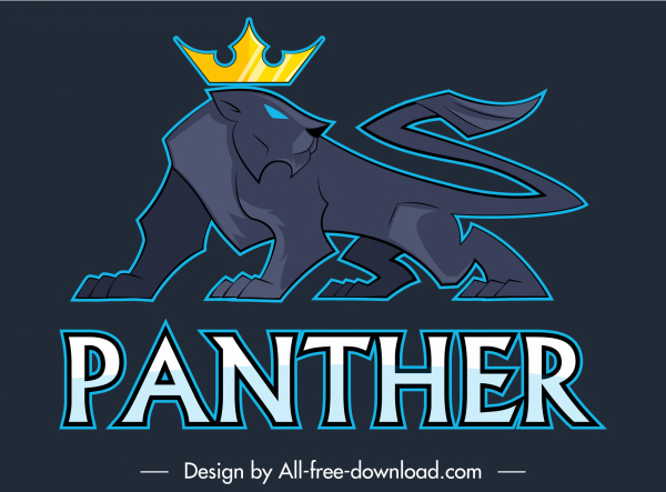 panther logotype powerful decor modern colored flat sketch