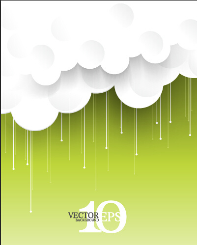 paper cut cloud with green background