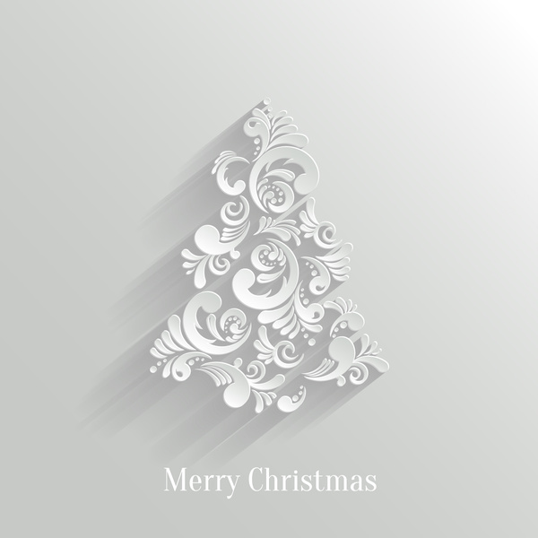 paper floral white christmas backgrounds vector 