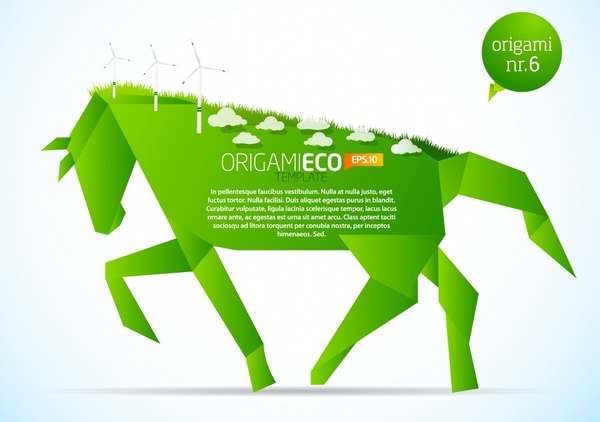 ecology icon green horse origami sketch environmental elements