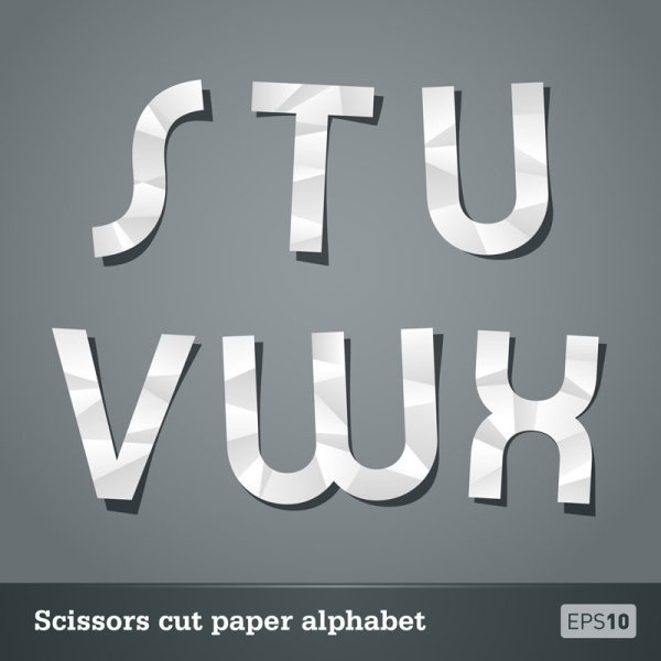 papercut letters 03 vector
