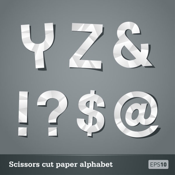 papercut letters 05 vector