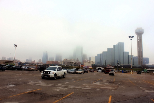 parking lot and skyline in dallas texas