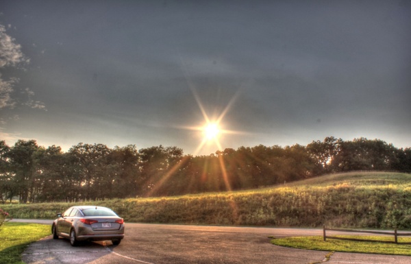 parking lot sunset at chain o lakes state park illinois