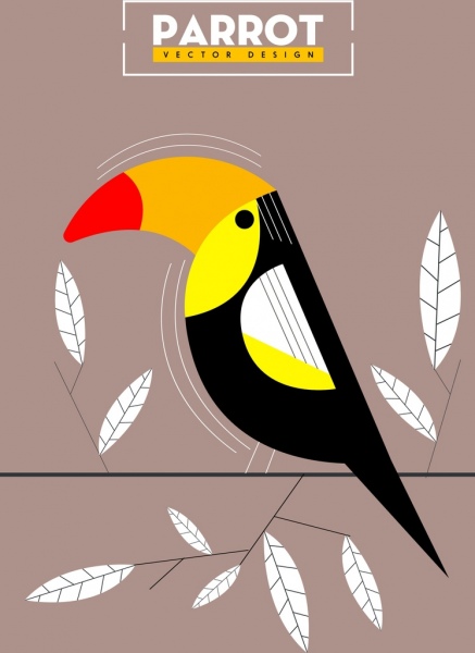 parrot background classical colored flat sketch