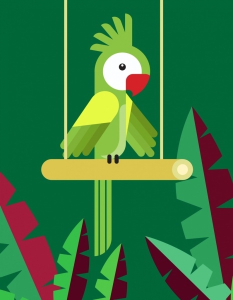 parrot background colorful classical flat design