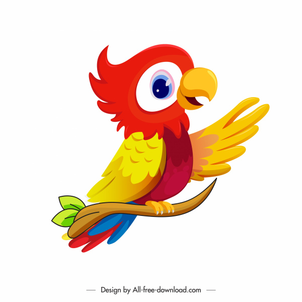 parrot icon colorful modern cartoon design