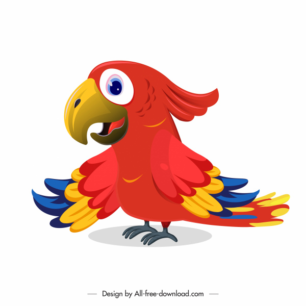 parrot icon colorful modern cute cartoon sketch