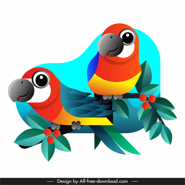 parrot painting bright colorful flat sketch