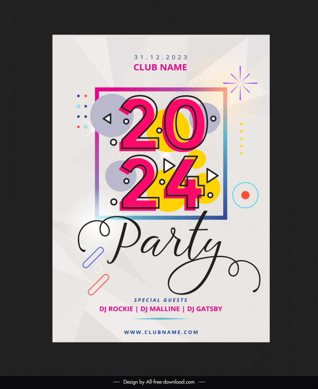 party 2024 banner template flat handdrawn classic