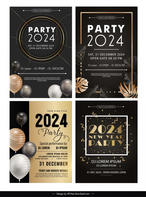 party 2024 banner templates elegant modern dark