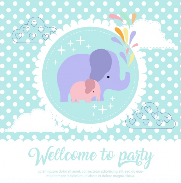 party banner elephants icon multicolored flat decor 