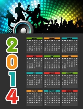 party style14 calendar vector 