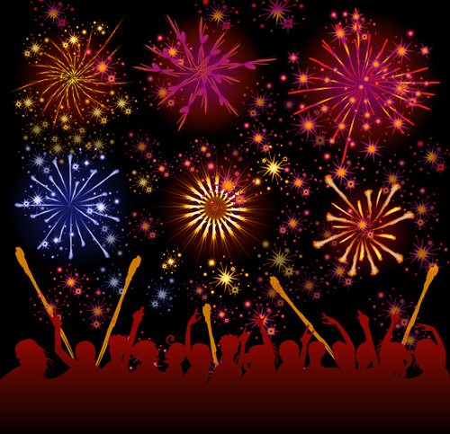 party with fireworks background vector
