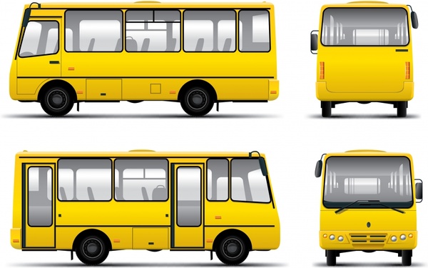 bus icons yellow sketch modern flat