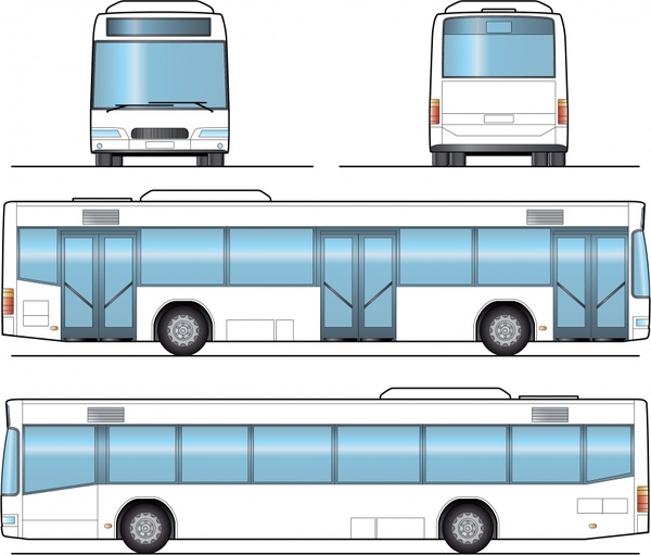 public bus icons flat sides sketch