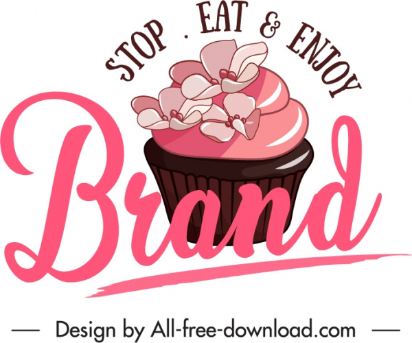 pastry label template cupcake texts decor classsic flat