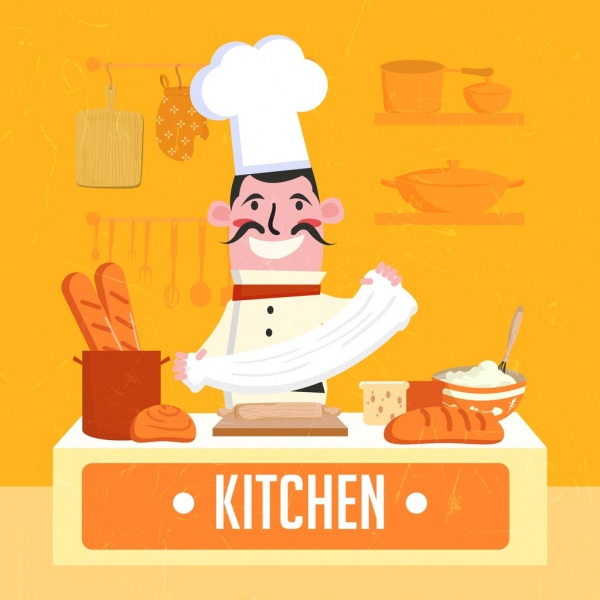 pastry work background cook flour bread icons