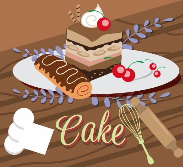 pasty background cream cakes kitchenware icons