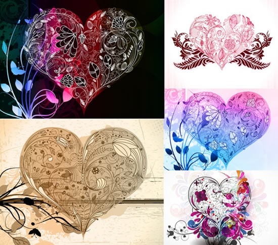 decor heart templates artistic design leaves ornament