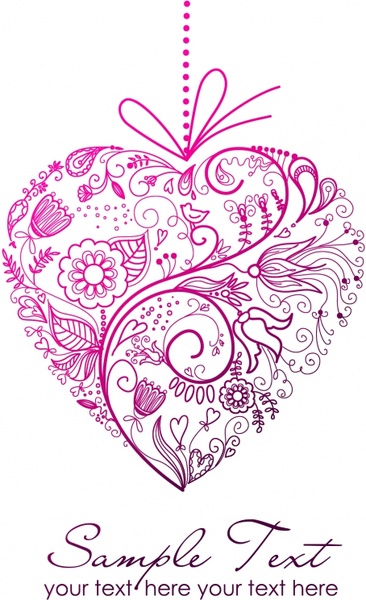 love background classical flat botany heart shapes layout