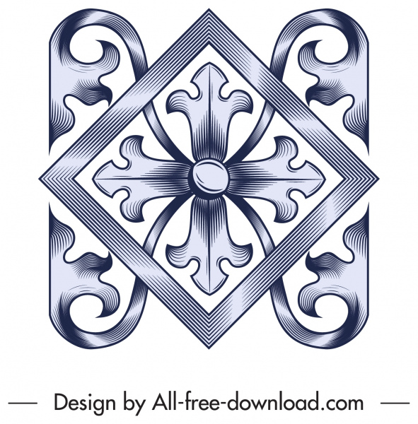 pattern design element elegant symmetrical floral decor