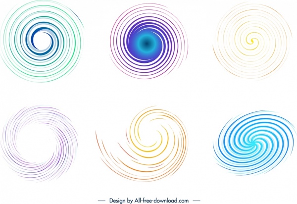 pattern design elements colored spiral curves sketch