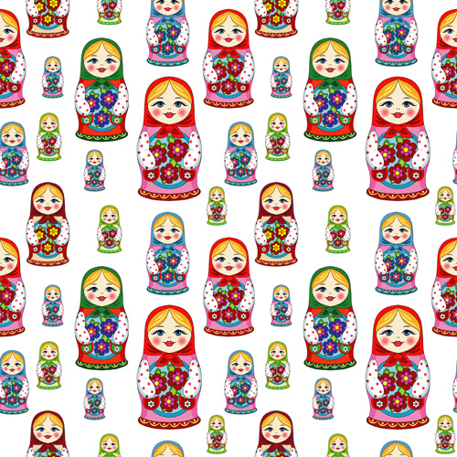 pattern russian doll seamless vector