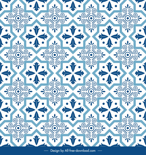 pattern template classical flat blue repeating symmetric decor