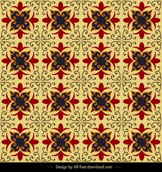 pattern template classical repeating symmetric floral sketch