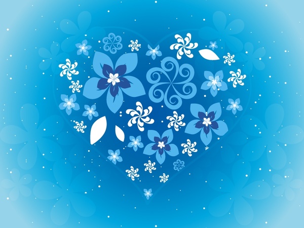 valentine background flowers decor heart layout sparkling blue