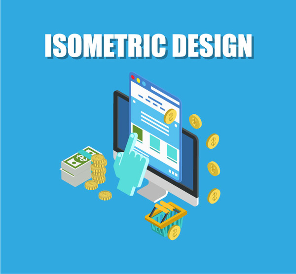 pay per click isometric design infographic