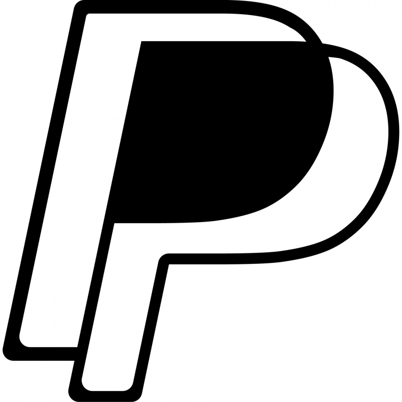 paypal sign icon flat black white contrast text outline 