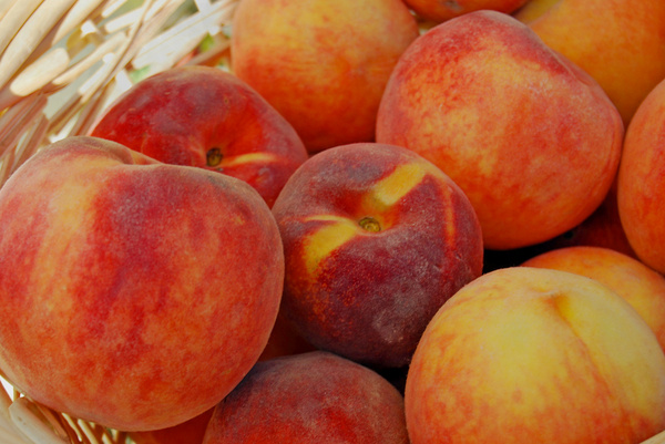 peaches photo taken at a farmers market 