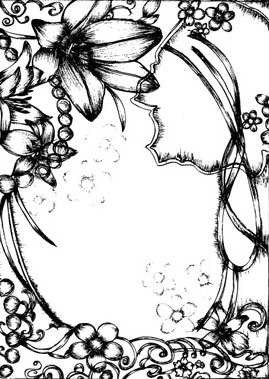 pen drawing style flower border clip art 