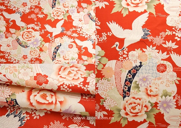 peony chinese crane fabric background hd picture 3p