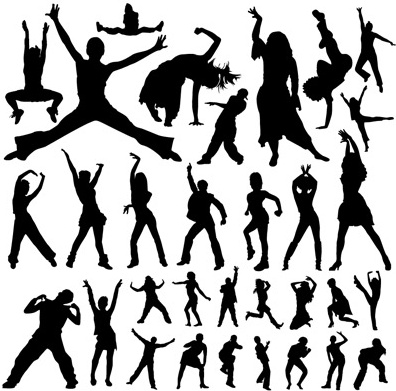 people dance silhouette vector art