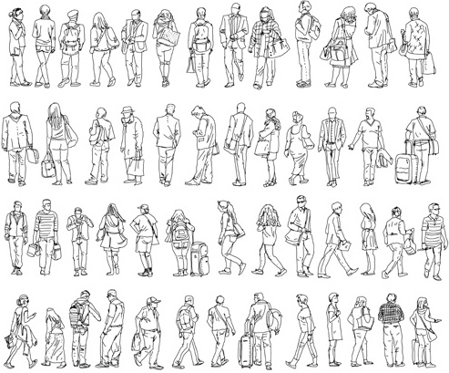 People outline silhouettes vector Free vector in Encapsulated