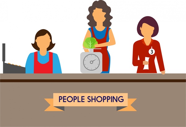 people shopping concept design salesclerk and tools style